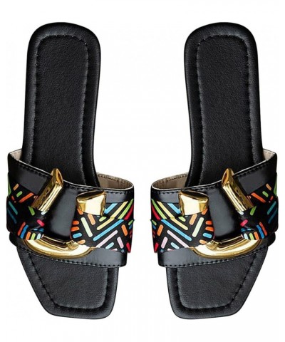 Women's Rhinestone Flat Sandals Slip on Memory Foam Sandals Open Toe Slide Sandals Comfortable Ring Toe Sandal Black $17.08 S...