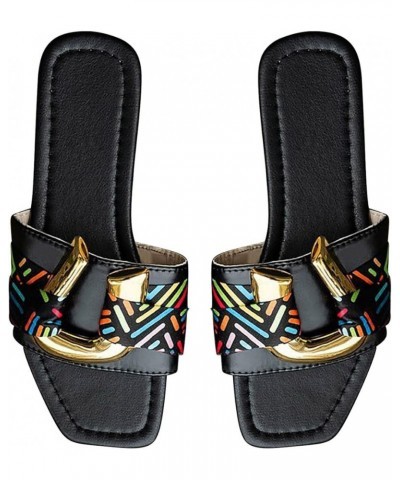 Women's Rhinestone Flat Sandals Slip on Memory Foam Sandals Open Toe Slide Sandals Comfortable Ring Toe Sandal Black $17.08 S...