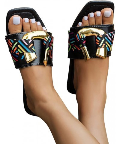 Women's Rhinestone Flat Sandals Slip on Memory Foam Sandals Open Toe Slide Sandals Comfortable Ring Toe Sandal Black $17.08 S...