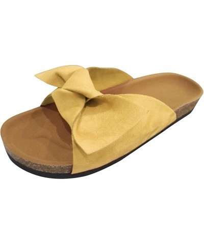 Espadrille Wedge Sandals for Women Slip On Boho Beach Travel Sandal Summer Cute Bow High Heeled Open Toe Sandals A4-yellow $1...