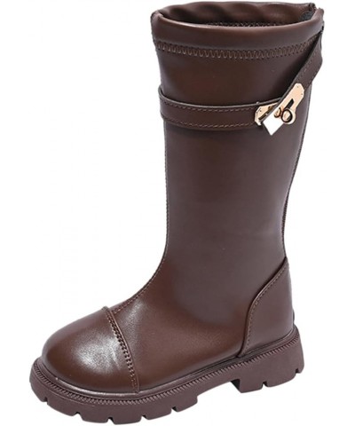 Fashion Autumn And Winter Children Boots Boy And Girls Thick Bottom Round Toe Non Slip Back Zipper Boots Women Brown $24.27 B...