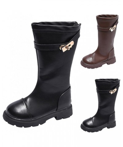 Fashion Autumn And Winter Children Boots Boy And Girls Thick Bottom Round Toe Non Slip Back Zipper Boots Women Brown $24.27 B...