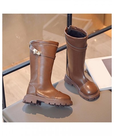 Fashion Autumn And Winter Children Boots Boy And Girls Thick Bottom Round Toe Non Slip Back Zipper Boots Women Brown $24.27 B...