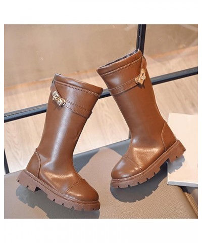 Fashion Autumn And Winter Children Boots Boy And Girls Thick Bottom Round Toe Non Slip Back Zipper Boots Women Brown $24.27 B...