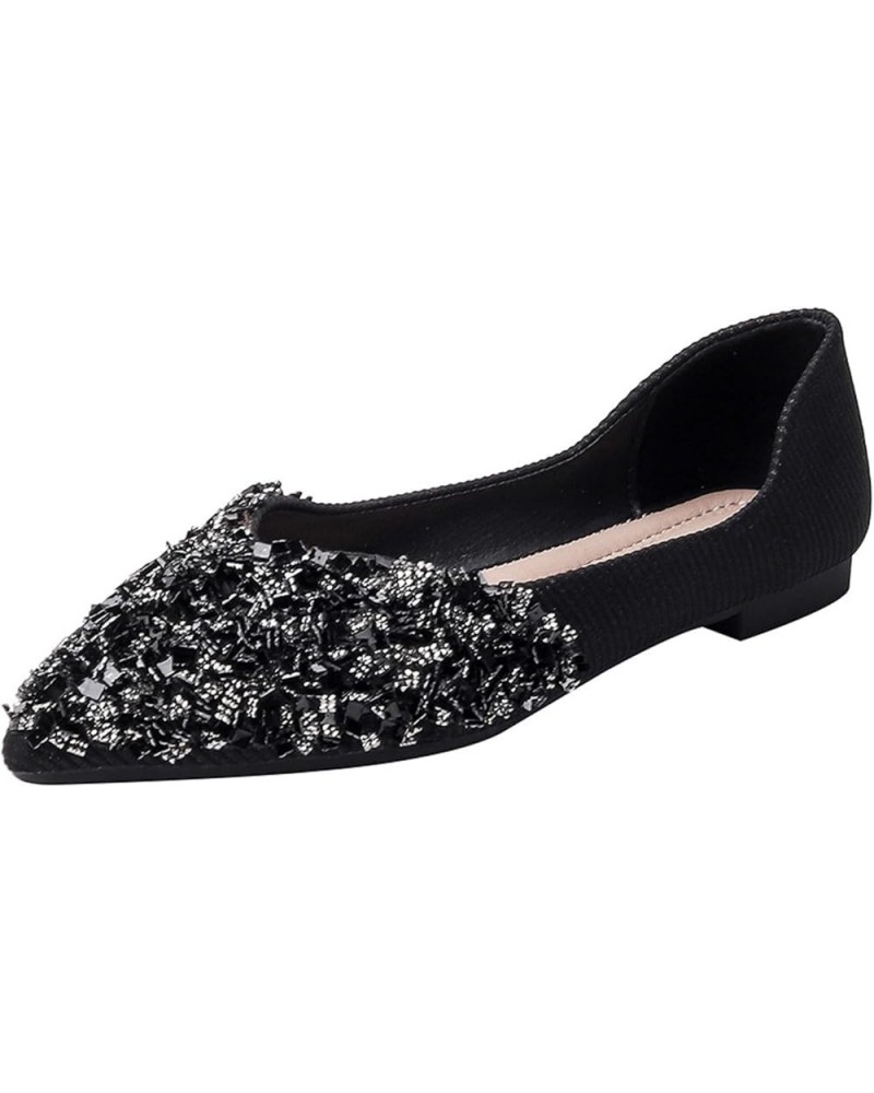 Women's Shiny Rhinestone Ballet Flats Shoes Pointed Toe Flats for Women Comfortable Slip on Wedding Work Low Heel Dress Shoes...