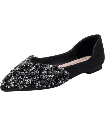 Women's Shiny Rhinestone Ballet Flats Shoes Pointed Toe Flats for Women Comfortable Slip on Wedding Work Low Heel Dress Shoes...