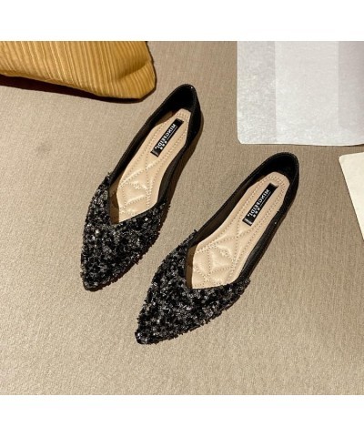 Women's Shiny Rhinestone Ballet Flats Shoes Pointed Toe Flats for Women Comfortable Slip on Wedding Work Low Heel Dress Shoes...