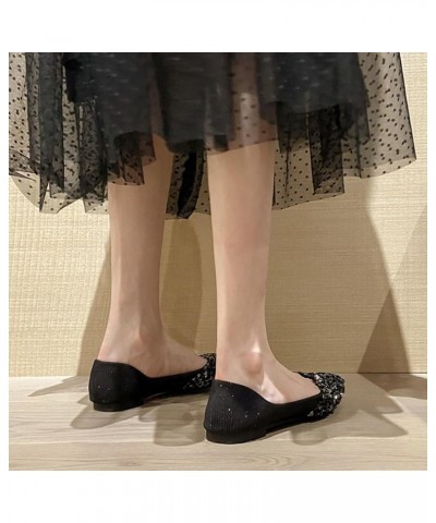 Women's Shiny Rhinestone Ballet Flats Shoes Pointed Toe Flats for Women Comfortable Slip on Wedding Work Low Heel Dress Shoes...