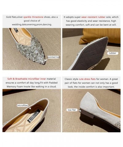 Women's Shiny Rhinestone Ballet Flats Shoes Pointed Toe Flats for Women Comfortable Slip on Wedding Work Low Heel Dress Shoes...