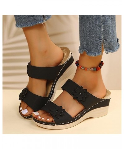 Women's Summer Sandals Casual Bohemia Gladiator Wedge Shoes Comfortable Outdoor Platform Sandals Flower Comfy Beach Casual Sa...