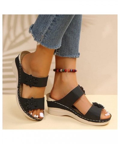 Women's Summer Sandals Casual Bohemia Gladiator Wedge Shoes Comfortable Outdoor Platform Sandals Flower Comfy Beach Casual Sa...