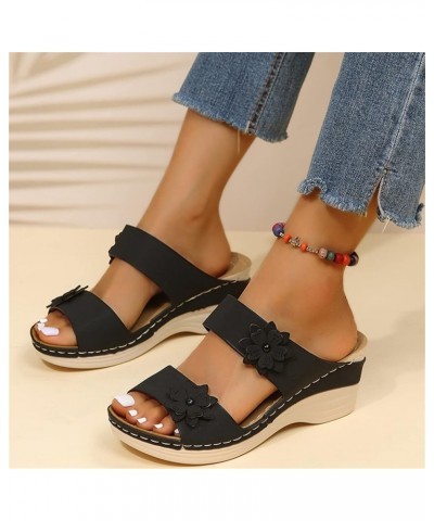 Women's Summer Sandals Casual Bohemia Gladiator Wedge Shoes Comfortable Outdoor Platform Sandals Flower Comfy Beach Casual Sa...