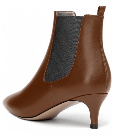 Womens Dating Casual Pointed Toe Patent Slip On Kitten Low Heel Ankle High Boots 2 Inch Black Brown $34.84 Boots