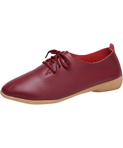 Fashion Womens Breathable Lace Up Shoes Casual Shoes Casual Shoes for Women Wedge Wine $13.30 Oxfords