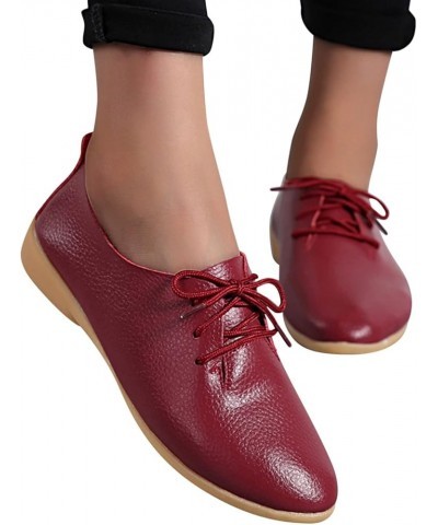 Fashion Womens Breathable Lace Up Shoes Casual Shoes Casual Shoes for Women Wedge Wine $13.30 Oxfords