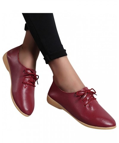 Fashion Womens Breathable Lace Up Shoes Casual Shoes Casual Shoes for Women Wedge Wine $13.30 Oxfords