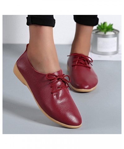 Fashion Womens Breathable Lace Up Shoes Casual Shoes Casual Shoes for Women Wedge Wine $13.30 Oxfords