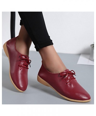 Fashion Womens Breathable Lace Up Shoes Casual Shoes Casual Shoes for Women Wedge Wine $13.30 Oxfords