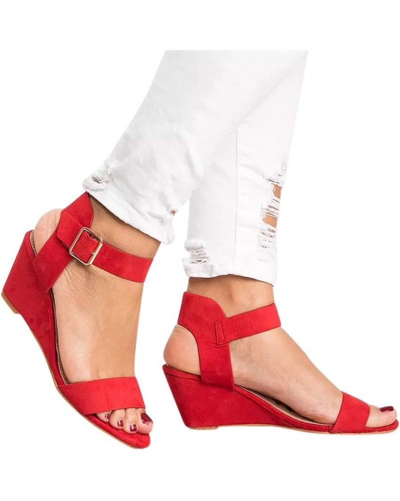 Womens Wedge Sandals, Summer Sandals for Women 2023 Open Toe Ankle Strap Wedge Sandals Summer Dress Shoes Red $17.03 Outdoor ...