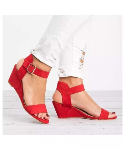 Womens Wedge Sandals, Summer Sandals for Women 2023 Open Toe Ankle Strap Wedge Sandals Summer Dress Shoes Red $17.03 Outdoor ...