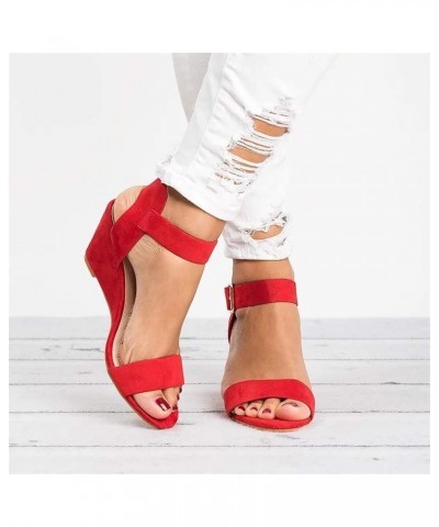 Womens Wedge Sandals, Summer Sandals for Women 2023 Open Toe Ankle Strap Wedge Sandals Summer Dress Shoes Red $17.03 Outdoor ...