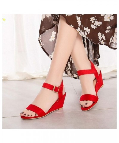 Womens Wedge Sandals, Summer Sandals for Women 2023 Open Toe Ankle Strap Wedge Sandals Summer Dress Shoes Red $17.03 Outdoor ...