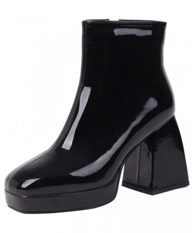 Women Zip Ankle Boots Women Platform Ankle Boots Women Evening Block Heel Ankle Boots Black $25.79 Boots