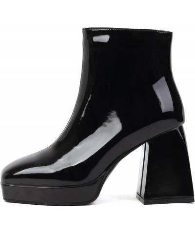 Women Zip Ankle Boots Women Platform Ankle Boots Women Evening Block Heel Ankle Boots Black $25.79 Boots