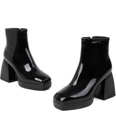 Women Zip Ankle Boots Women Platform Ankle Boots Women Evening Block Heel Ankle Boots Black $25.79 Boots