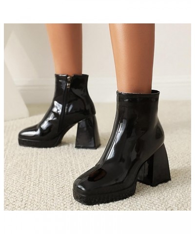 Women Zip Ankle Boots Women Platform Ankle Boots Women Evening Block Heel Ankle Boots Black $25.79 Boots