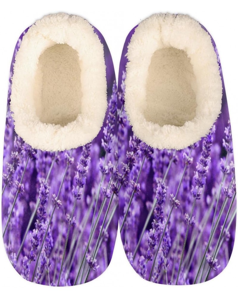 Purple Lavender Slippers for Women Men Lavender Flower Indoor Non-Slip Slippers Socks Warm Comfy Soft House Slippers Bedroom ...