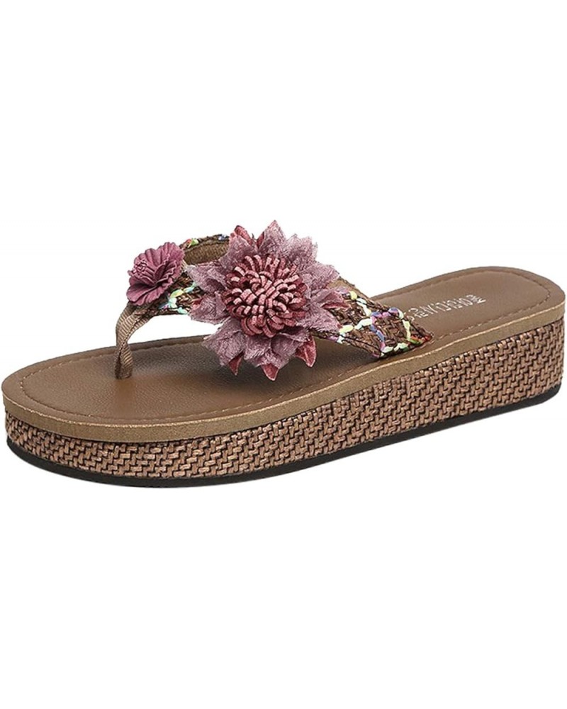 Breathable Open Toe Sandals for Women Breathable Weave Flowers Flat Slippers Beach Slip-On Shoes Summer Women's Slipper (Blac...