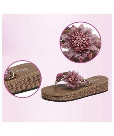 Breathable Open Toe Sandals for Women Breathable Weave Flowers Flat Slippers Beach Slip-On Shoes Summer Women's Slipper (Blac...