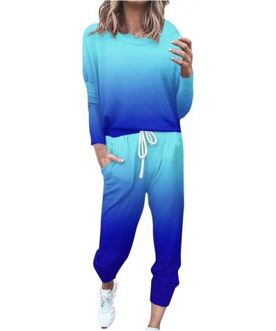 Stretch Suit Pants Women Neck Casual Loose Long Sleeve Top And Pants Set Mesh Pant Set Blue➤➤ Pants for Women 2024 $19.71 Boots