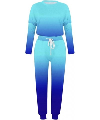 Stretch Suit Pants Women Neck Casual Loose Long Sleeve Top And Pants Set Mesh Pant Set Blue➤➤ Pants for Women 2024 $19.71 Boots