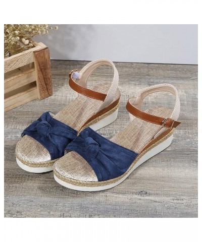 Womens Comfy Orthotic Lightweight Flat Mules Sandals Cross Strappy Open Toe Summer High Chunky Heels Shoe 103-hyems-g-blue $1...