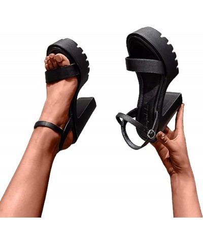 Women's Chunky High Heel Bottom Strap Buckle Ladies Fashion Casual Sandals Wedge Shoes Outdoor Simple Slippers Female Walking...