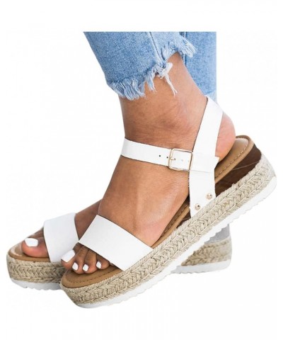 Platform Sandals for Women Dressy Summer Womens Espadrilles Buckle Ankle Strap Leather Raffia Sandals Black Sandals Wedges fo...