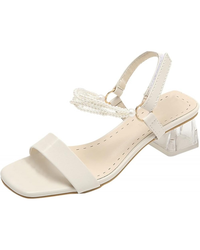 Women Sandals Open Toe Chunky Heel Ankle Strap Sandals Summer Bohemian Platform Sandal Party Dressy Shoes White-c $20.39 Sandals