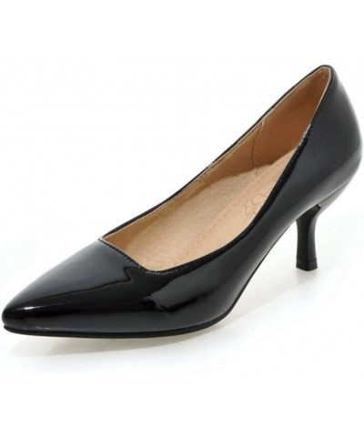 1-12.5 US Women Kitten Heel Patent Leather Slip-on Pumps Black $19.62 Pumps