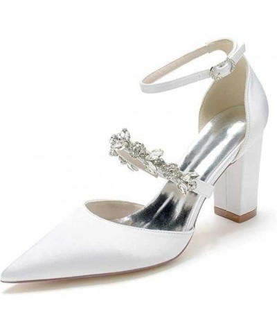 Women's Pointed Closed Toe Rhinestones Satin Bridal Dress Shoes Bridal Shoes White 36 $39.77 Pumps