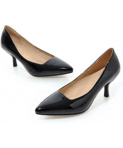 1-12.5 US Women Kitten Heel Patent Leather Slip-on Pumps Black $19.62 Pumps