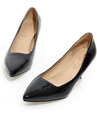 1-12.5 US Women Kitten Heel Patent Leather Slip-on Pumps Black $19.62 Pumps