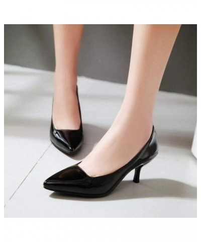 1-12.5 US Women Kitten Heel Patent Leather Slip-on Pumps Black $19.62 Pumps