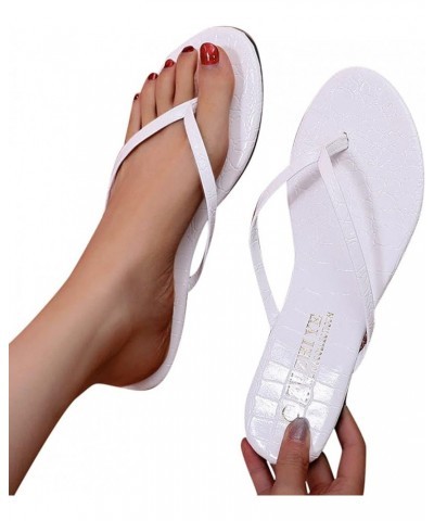 Slippers Thong Pattern Flat Fashion Summer And Flip-Flops Seaside Simple Spring Women's slipper Women Sneakers White $9.72 Sa...