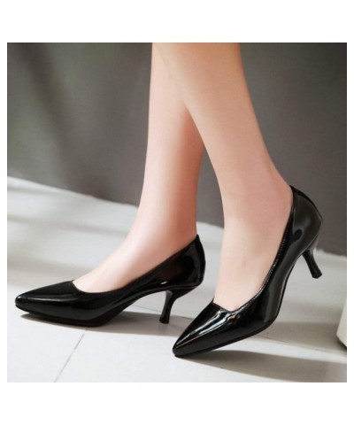 1-12.5 US Women Kitten Heel Patent Leather Slip-on Pumps Black $19.62 Pumps