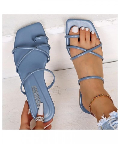 Women Flip Flops Square Toe Strap Beach Sandals Fairy Fashion Slippers Flat Bottom Open Toe Slippers Summer Casual FFashion B...