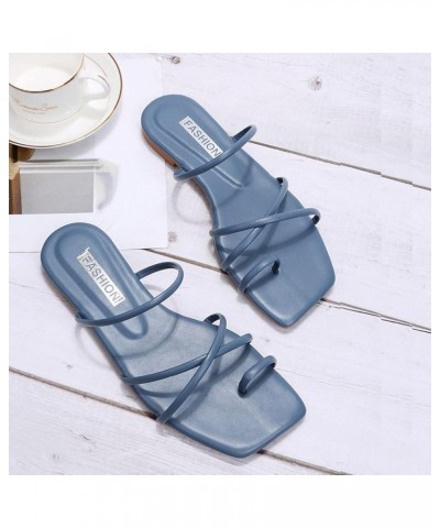 Women Flip Flops Square Toe Strap Beach Sandals Fairy Fashion Slippers Flat Bottom Open Toe Slippers Summer Casual FFashion B...