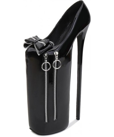 30CM High Heels, Nightclubs Party Pole Dance Sandals, Zipper Bow Stilettos, Wedding Dancing Shoes Black 41 $40.11 Sandals