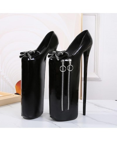 30CM High Heels, Nightclubs Party Pole Dance Sandals, Zipper Bow Stilettos, Wedding Dancing Shoes Black 41 $40.11 Sandals